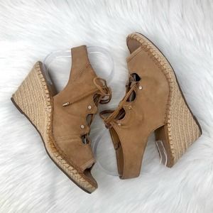 Franco Sarto Suede Nataly Wedges in Dark Camel